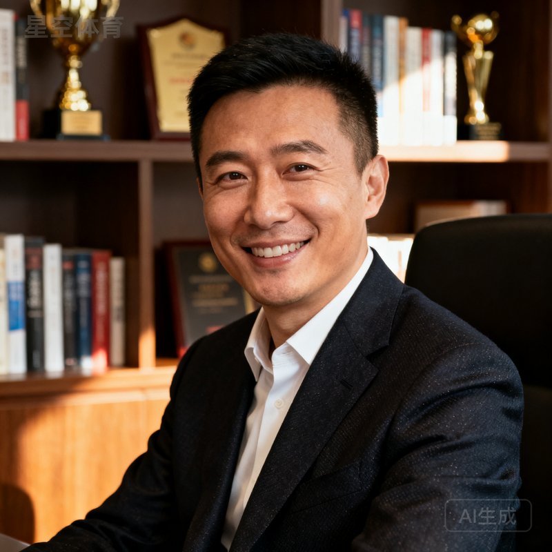星空体育创始人兼CEO张明远的职业肖像照，身穿深色西装面带微笑，背景为办公室书架